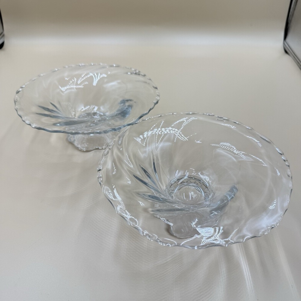 Heisey Waverly Peg Nappy Scalloped Candle Holders Lot Of 2 Crystal Vintage 1950s